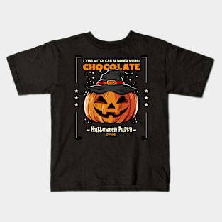 This Witch Can Be Bribed With Chocolate Halloween Kids T-Shirt